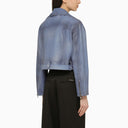 Swd By S.W.O.R.D. Light Blue/Silver Leather Biker Jacket