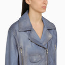 Swd By S.W.O.R.D. Light Blue/Silver Leather Biker Jacket