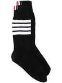 Thom Browne Mid Calf Socks W/ 4 Bar In Lightweight Cotton