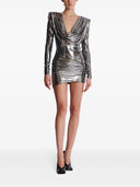Balmain Short Lamé Dress With Hood Neckline
