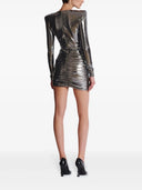 Balmain Short Lamé Dress With Hood Neckline