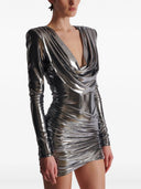 Balmain Short Lamé Dress With Hood Neckline
