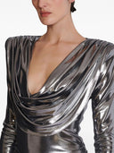 Balmain Short Lamé Dress With Hood Neckline