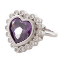 N Dia Heart Ring 3, Purple/Gold Plated
