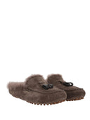 Brunello Cucinelli Flat Suede Mules With Shiny Tassels