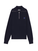 Maison Kitsune` Bold Fox Head Patch Half Zip Ribbed Jumper