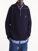 Maison Kitsune` Bold Fox Head Patch Half Zip Ribbed Jumper
