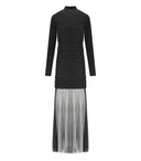 Twinset Black Plumetis Long Dress