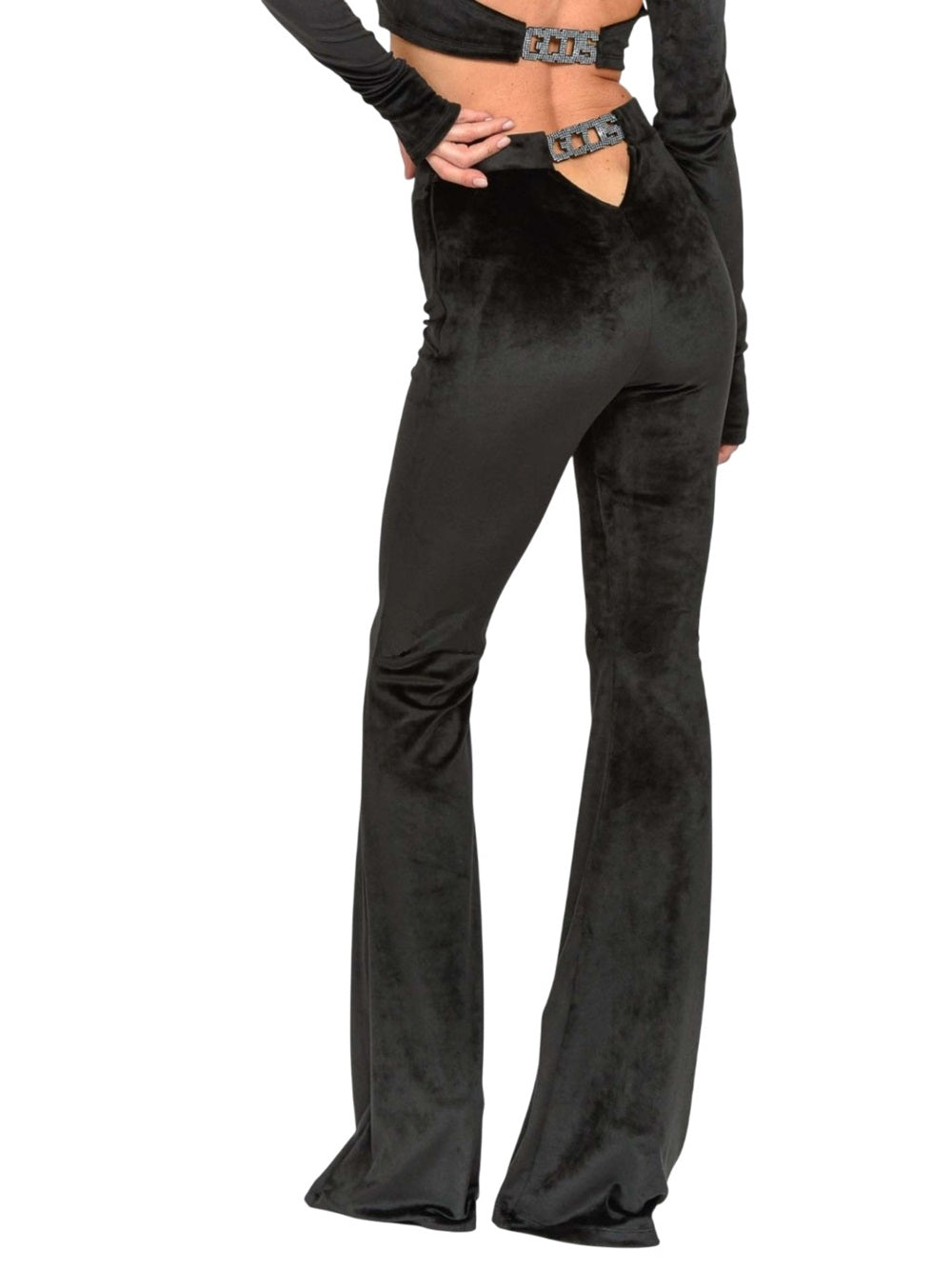 Gcds Flared Velvet Pants With Choker