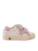 Golden Goose Sneakers May School Leather Upper Toe And Tongue Suede Strap Star And Heel White/Pink