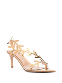Gianvito Rossi Flavia Heeled Sandals In Gold Colored Patent Calfskin.
