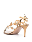 Gianvito Rossi Flavia Heeled Sandals In Gold Colored Patent Calfskin.
