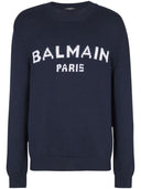 Maglione balmain con logo intarsio
