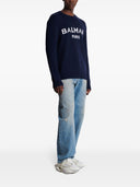 Maglione balmain con logo intarsio