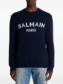 Maglione balmain con logo intarsio