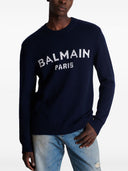 Maglione balmain con logo intarsio