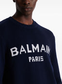 Maglione balmain con logo intarsio