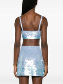 Parosh Iridescent Sequin Cropped Top