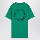 Moncler X Frgmt Green T Shirt In Cotton With Logo Prints