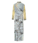 PAHESIA FORMENTERA Azul claro y amarillo Vestido de camisa larga