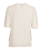 Fabiana Filippi Maglia Girocollo Manica Corta In Paillettes Lino Color Bianco