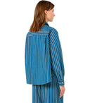 Max Mara Weekend Onore White Blue Striped Shirt