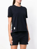 Thom Browne Relaxed Fit Short Sleeve Tee W/ Center Back Rwb Stripe In Classic Pique