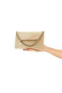 Stella Mc McCartney Falabella Portemonnaie mit Kettentasche, glänzend gepunktetes Öko-Gämsleder mit farblich abgestimmter Kette