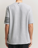 Thom Browne Short Sleeve Tee In Textured Pique W/ Eng 4 Bar
