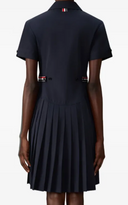 Thom Browne Bermuda Length Short Sleeve Lapel Collar Pleated Dress In Wrinkle Free Cotton Suiting
