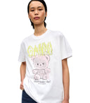 Ganni Teddy White T Shirt