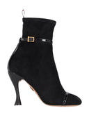 Thom Browne Trompe L'oeil 4 Bar Sandal Ankle Boot W/ 105 Mm Round Curved Heel In Stretch Soft Suede