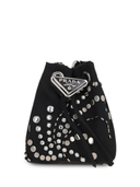 Prada Logo Appliqué Studded Bucket Bag