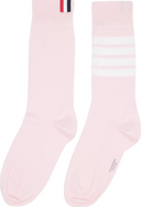 Thom Browne Mid Calf Socks W/ 4 Bar In Lightweight Cotton