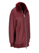 La Rose La Rose Bomber Lungo Mu In Pelle Montone Bordeaux