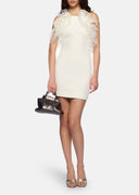 The Attico Mini Dress Cady With Ostrich Feathers