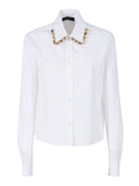 Fabiana Filippi Camicia Boxy In Popeline Con Ricamo Sassi Su Vela Color Bianco Ottico