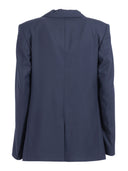 Fabiana Filippi Giacca Over Con Coulisse Dietro In Frescolana Color Blu Notte