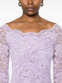 Vestido de encaje largo de Rabanne con escote del barco