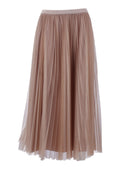 Fabiana Filippi Gonna Ampia In Tulle Plisse' Con Cinta In Maglia Color Acero
