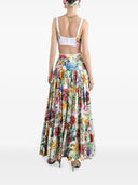 Dolce & Gabbana Long Flounced Skirt With Floral Print
