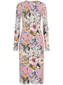Dolce & Gabbana Floral Midi Dress In Silk Blend