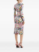 Dolce & Gabbana Floral Midi Dress In Silk Blend