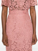 Dolce & Gabbana Lace Midi Skirt With Embroidered Logo