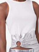 Camiseta de tanque acanalado de Rabanne con aplicación penetrante