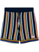 Casablanca shorts met logo -kenmerken marineblauw Drawstring Sluiting Front Toepassing met logo rechte zoom Samenstelling Katoen 96%, Polyamide 3%, Elastaan ​​1%Wasinstructies Handwasmerk ID: MPS25 KW83701