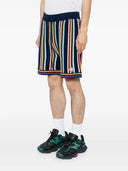 Casablanca shorts met logo -kenmerken marineblauw Drawstring Sluiting Front Toepassing met logo rechte zoom Samenstelling Katoen 96%, Polyamide 3%, Elastaan ​​1%Wasinstructies Handwasmerk ID: MPS25 KW83701