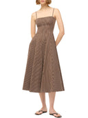 Staud Wylie Micro Stripe Dress Dark Oak Dark Oak