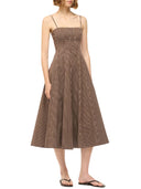 Staud Wylie Micro Stripe Dress Dark Oak Dark Oak