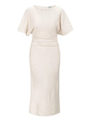 Staud amelie lino midi vestido natural